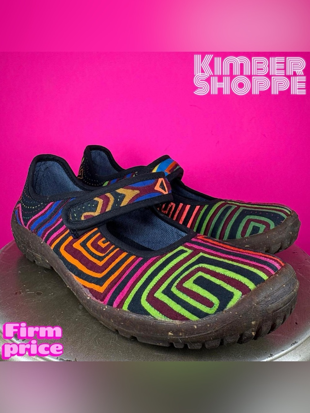 Somos Impares Colorful Hand-Stitch Tribal Design Mary Jane Shoe US 8 UK 5.5